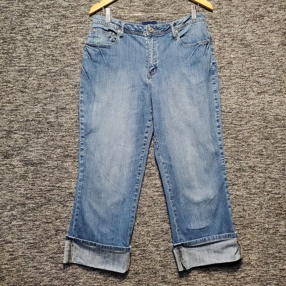 LA Blues Capri Jeans Women 14 Blue Medium‎ Wash Cuffed Denim Y2K VTG 90s Grunge